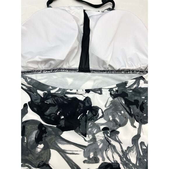 Calvin Klein Mesh-Inset Halter Neck One Piece Black Smoke Swimsuit 16 NWT - Picture 6 of 6